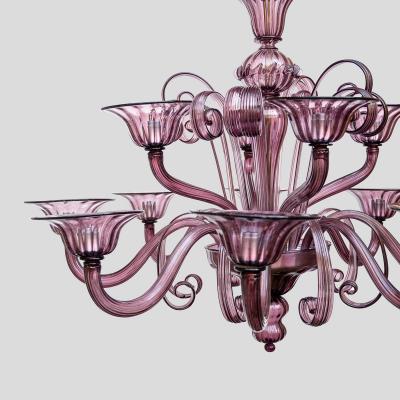  Cenedese 12 light Venetian Purple color hand blown chandelier by Cenedese