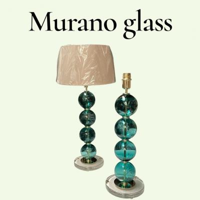  Cenedese 1980s Murano glass lamps in the style of Cenedese