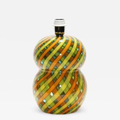  Cenedese CENEDESE 1960S YELLOW ORANGE AND GREEN BLOWN RETICELLO GLASS TABLE LAMP