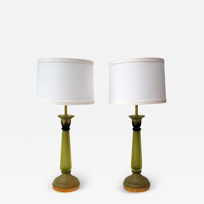  Cenedese Cenedese Green Corroso Glass Column Lamps