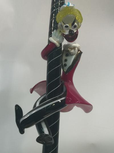  Cenedese Cenedese Murano Glass Drunk Clown and Angel Dog Lamp Post Lamp