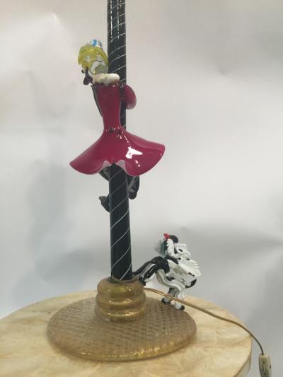  Cenedese Cenedese Murano Glass Drunk Clown and Angel Dog Lamp Post Lamp