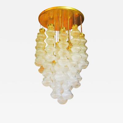  Cenedese Italian Mid Century Cedenese Murano Glass Brass 3 FT Chandelier