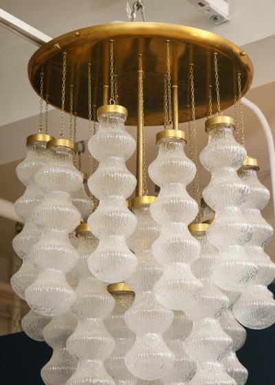  Cenedese Italian Mid Century Cenedese Murano Glass and Brass Flush Mount Chandelier