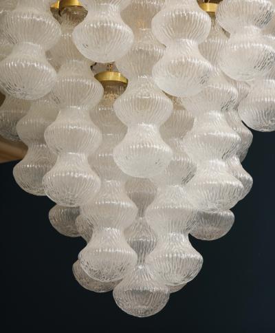  Cenedese Italian Mid Century Cenedese Murano Glass and Brass Flush Mount Chandelier