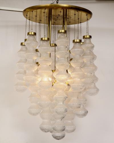  Cenedese Italian Mid Century Cenedese Murano Glass and Brass Flush Mount Chandelier