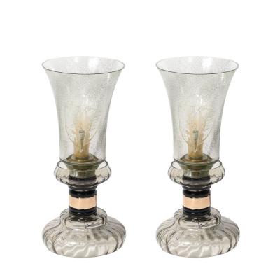  Cenedese Mid Century Enclosed Tulip Form Smoked Hand Blown Murano Glass by Cenedese