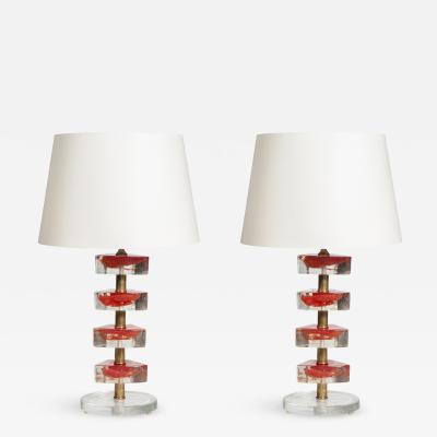  Cenedese Pair Of Murano glass lamps in The Style Of Cenedese