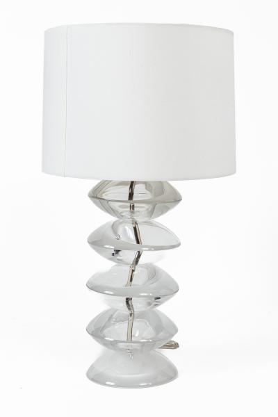  Cenedese Pair Of Vintage Italian Murano Stacked Disk Table Lamps By Cenedese