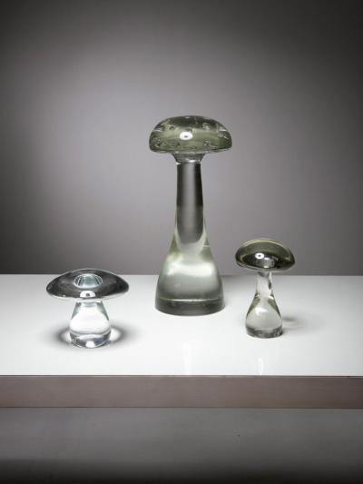  Cenedese Set of Mushroom Glass Sculptures by Cenedese
