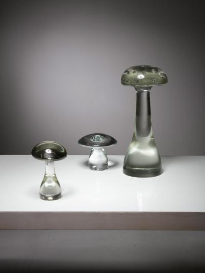  Cenedese Set of Mushroom Glass Sculptures by Cenedese