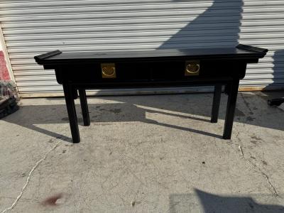 Century Furniture Century Furniture Black Lacquer and Brass Ming Style Console