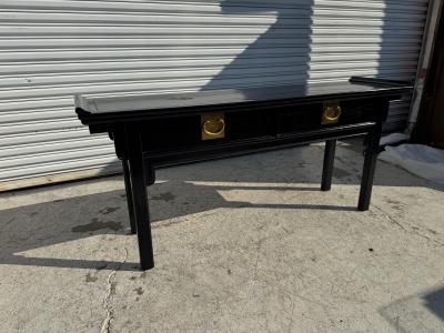 Century Furniture Century Furniture Black Lacquer and Brass Ming Style Console