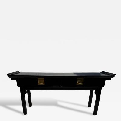  Century Furniture Century Furniture Black Lacquer and Brass Ming Style Console