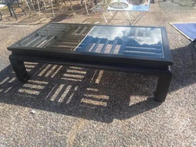  Century Furniture Century Furniture Ebonized Ming Style Fretwork Coffee Table