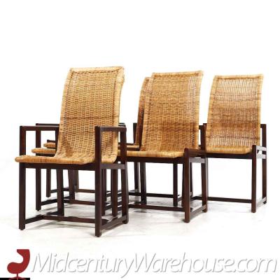  Century Furniture Century Furniture Mid Century Cane and Walnut Dining Chairs Set of 6