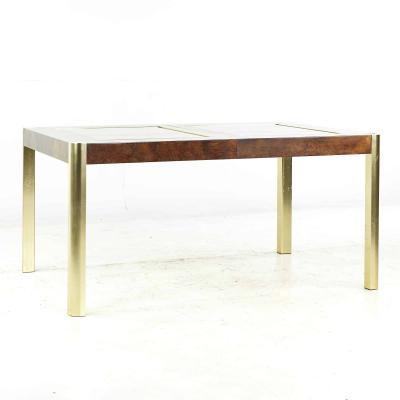  Century Furniture Century Mid Century Burlwood Brass and Glass Dining Table