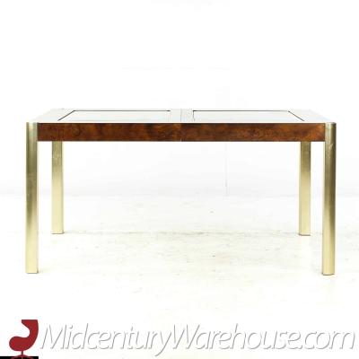  Century Furniture Century Mid Century Burlwood Brass and Glass Dining Table