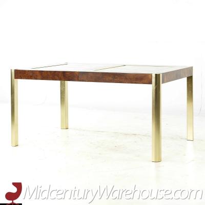  Century Furniture Century Mid Century Burlwood Brass and Glass Dining Table