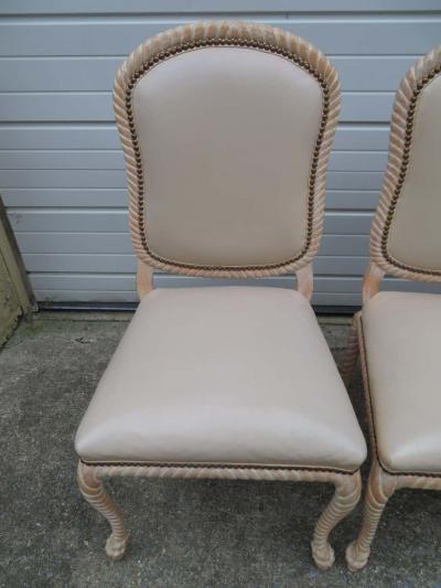  Century Furniture Lovely Set of 4 Vintage Carved Rope Dining Chairs Mid Century Modern