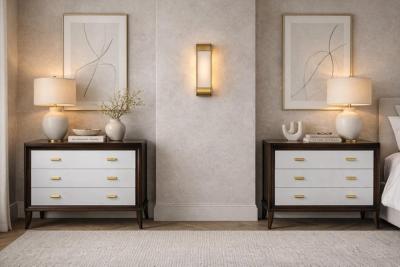  Century Furniture Pair of 3 Drawer Bachelor Chests With Brass Hardware by Century Furniture