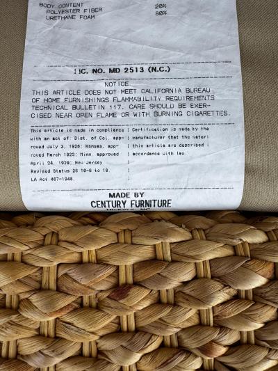  Century Furniture Pair of Custom Wicker Swivel Lounge Chairs by Century Furniture