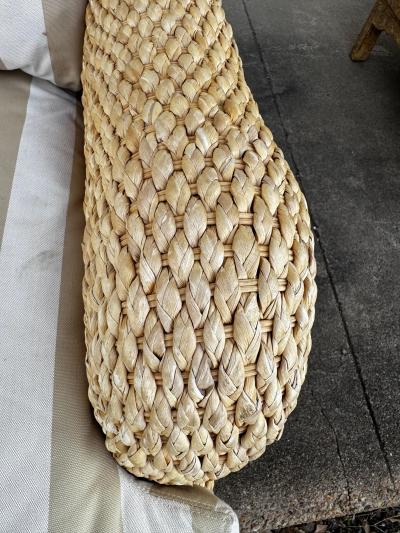  Century Furniture Pair of Custom Wicker Swivel Lounge Chairs by Century Furniture