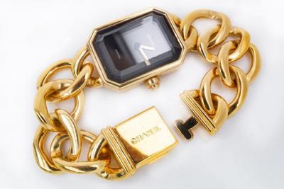  Chanel CHANEL PREMIER 18K YELLOW GOLD 1987 BLACK DIAL WATCH