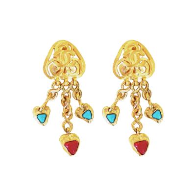  Chanel Chanel Gripoix Glass 3 Dangle Drop Earrings