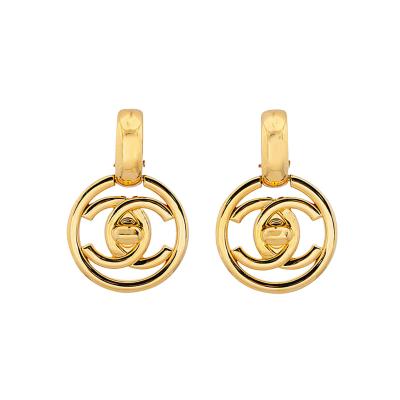  Chanel Large Chanel Logo Hoop Earrings