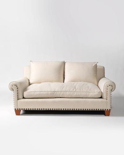 Chanel Linen Walnut and Brass Roll Arm Sofa by Chanel United States c 1990