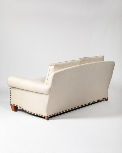  Chanel Linen Walnut and Brass Roll Arm Sofa by Chanel United States c 1990