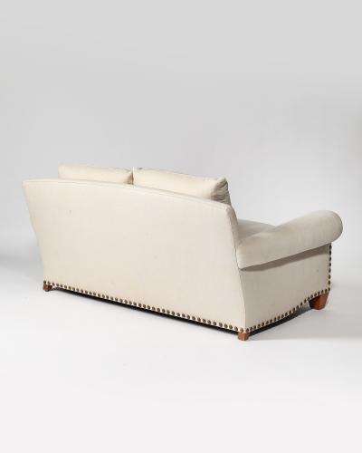  Chanel Linen Walnut and Brass Roll Arm Sofa by Chanel United States c 1990