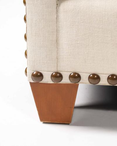  Chanel Linen Walnut and Brass Roll Arm Sofa by Chanel United States c 1990