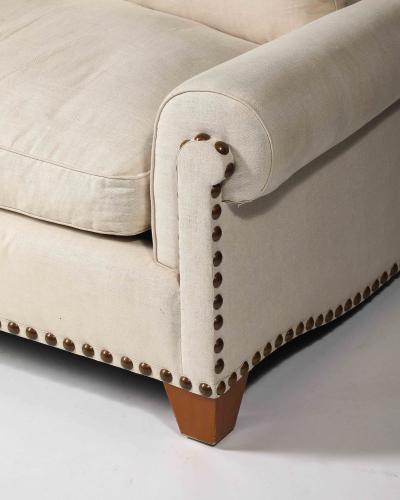  Chanel Linen Walnut and Brass Roll Arm Sofa by Chanel United States c 1990