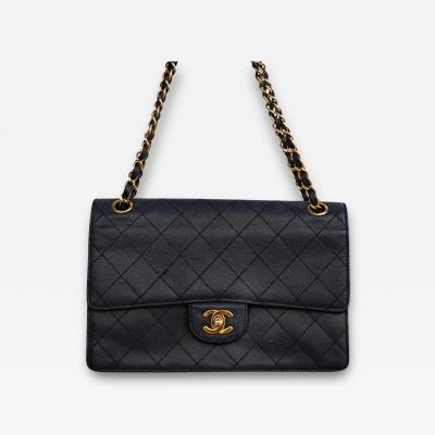  Chanel Vintage Chanel Maxi Caviar Leather Charm CC 24K Navy Double Flap Handbag Purse