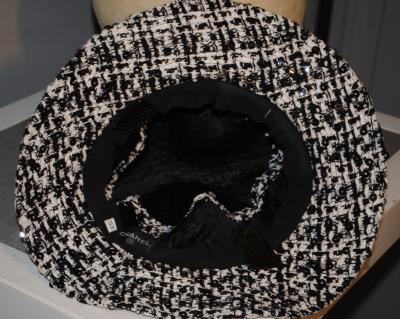  Chanel Vintage Chanel boucle tweed brimmed hat