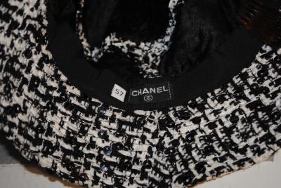  Chanel Vintage Chanel boucle tweed brimmed hat