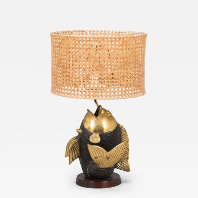  Chapman Manufacturing Company Bronze Koi Lamp 1970s