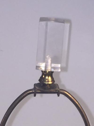  Chapman Manufacturing Company Exceptional Pair of Stylized Brass Egret and Fish Design Lucite Lamps
