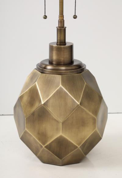  Chapman Manufacturing Company Pair of Large Geodesic Antiqued Brass Lamps by Chapman 