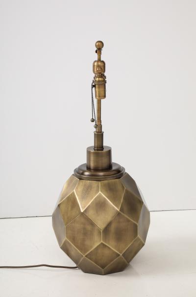  Chapman Manufacturing Company Pair of Large Geodesic Antiqued Brass Lamps by Chapman 