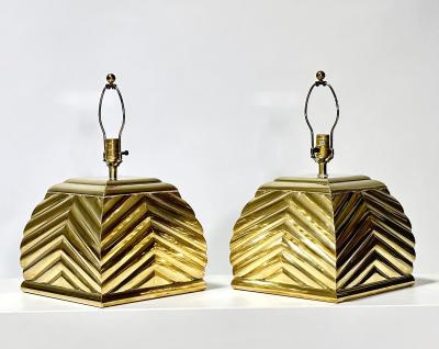  Chapman Mfg Co Chapman Pair Brass Sculptural Table Lamps 1960