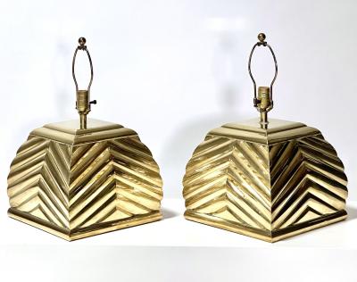  Chapman Mfg Co Chapman Pair Brass Sculptural Table Lamps 1960
