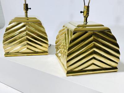  Chapman Mfg Co Chapman Pair Brass Sculptural Table Lamps 1960