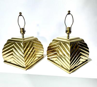  Chapman Mfg Co Chapman Pair Brass Sculptural Table Lamps 1960
