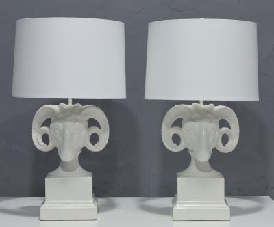  Chapman Mfg Co Chapman White Ceramic Ram Head Lamps