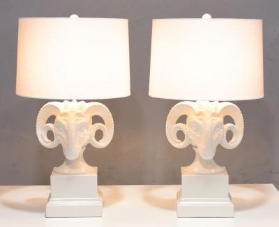 Chapman Mfg Co Chapman White Ceramic Ram Head Lamps