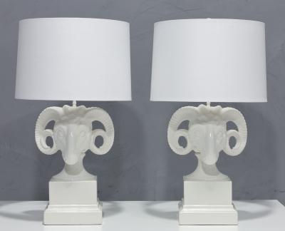  Chapman Mfg Co Chapman White Ceramic Ram Head Lamps