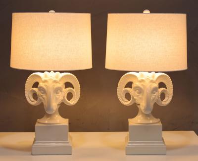  Chapman Mfg Co Chapman White Ceramic Ram Head Lamps